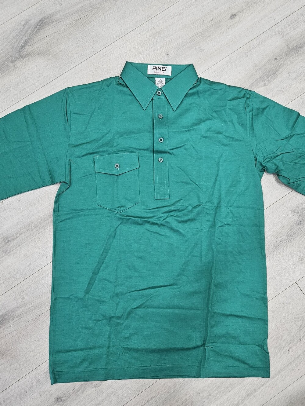 VTG Ping By Karsten Green Teal Golf Polo Shirt Men’s M 100% Cotton NWOT